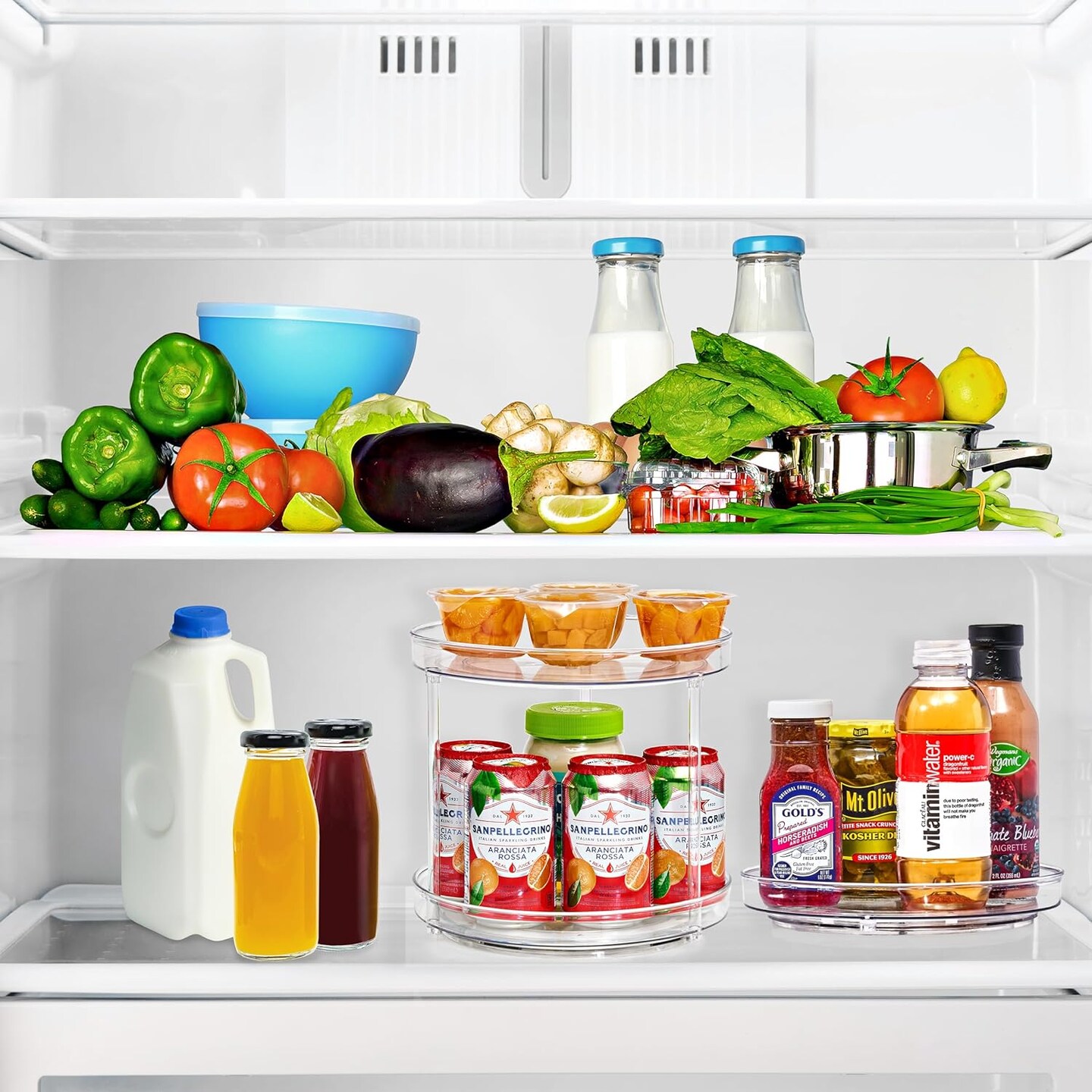 Sorbus Lazy Susan Organizer Set | Rotating Lazy Susan Turntable for Fridge, Pantry, Makeup, Set Includes 3 Lazy Susans 1 Two Tier, 1 Flat, & 1 Tall