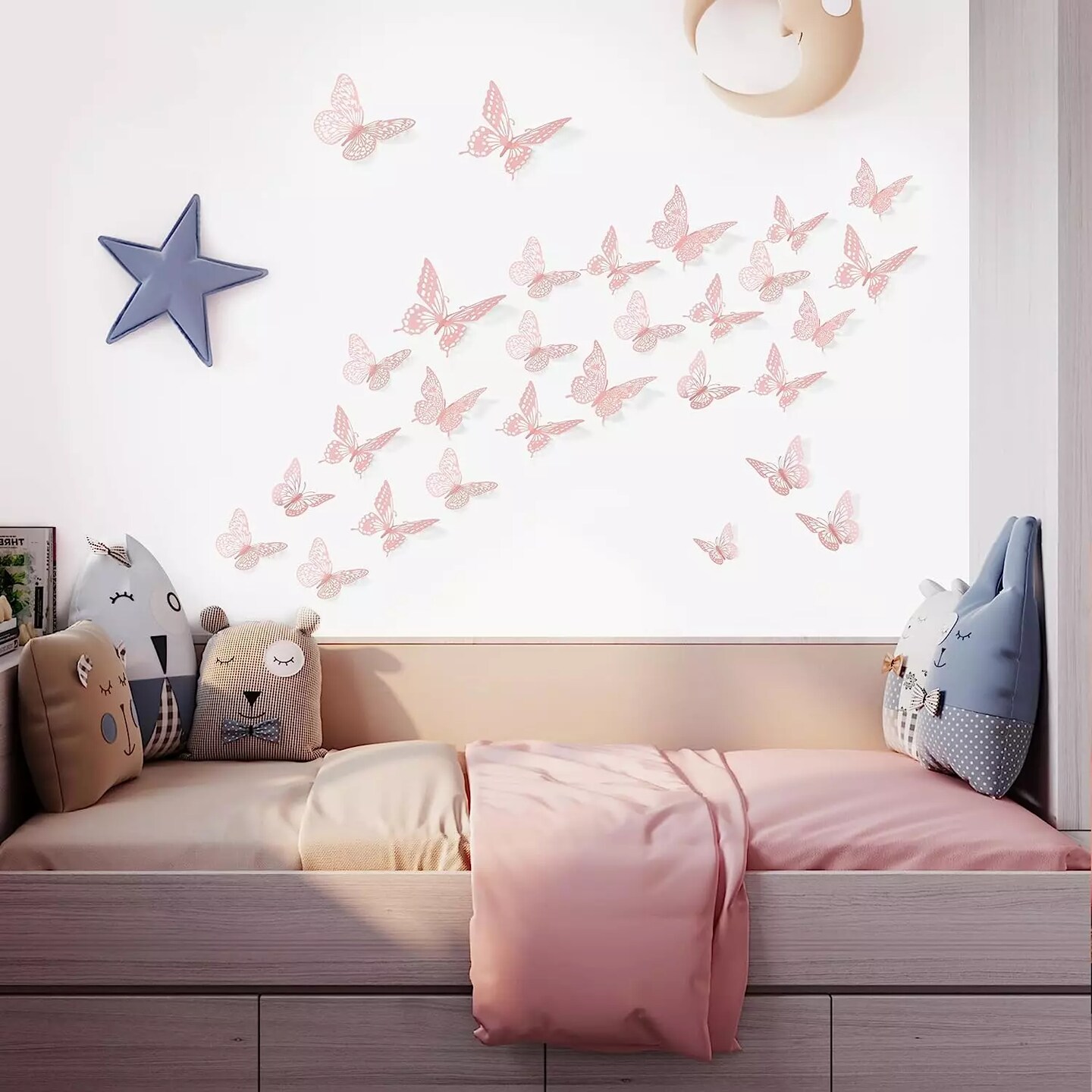 Kitcheniva 3D Pink Butterfly Wall Decor 48 Pcs