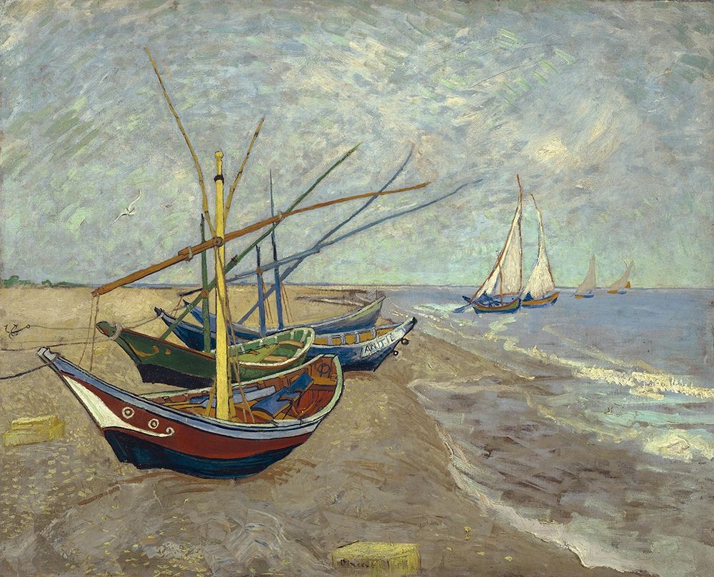 Fishing boats on the beach at Les Saintes-Maries-de-la-Mer by Vincent van Gogh - Item # VARPDX57619