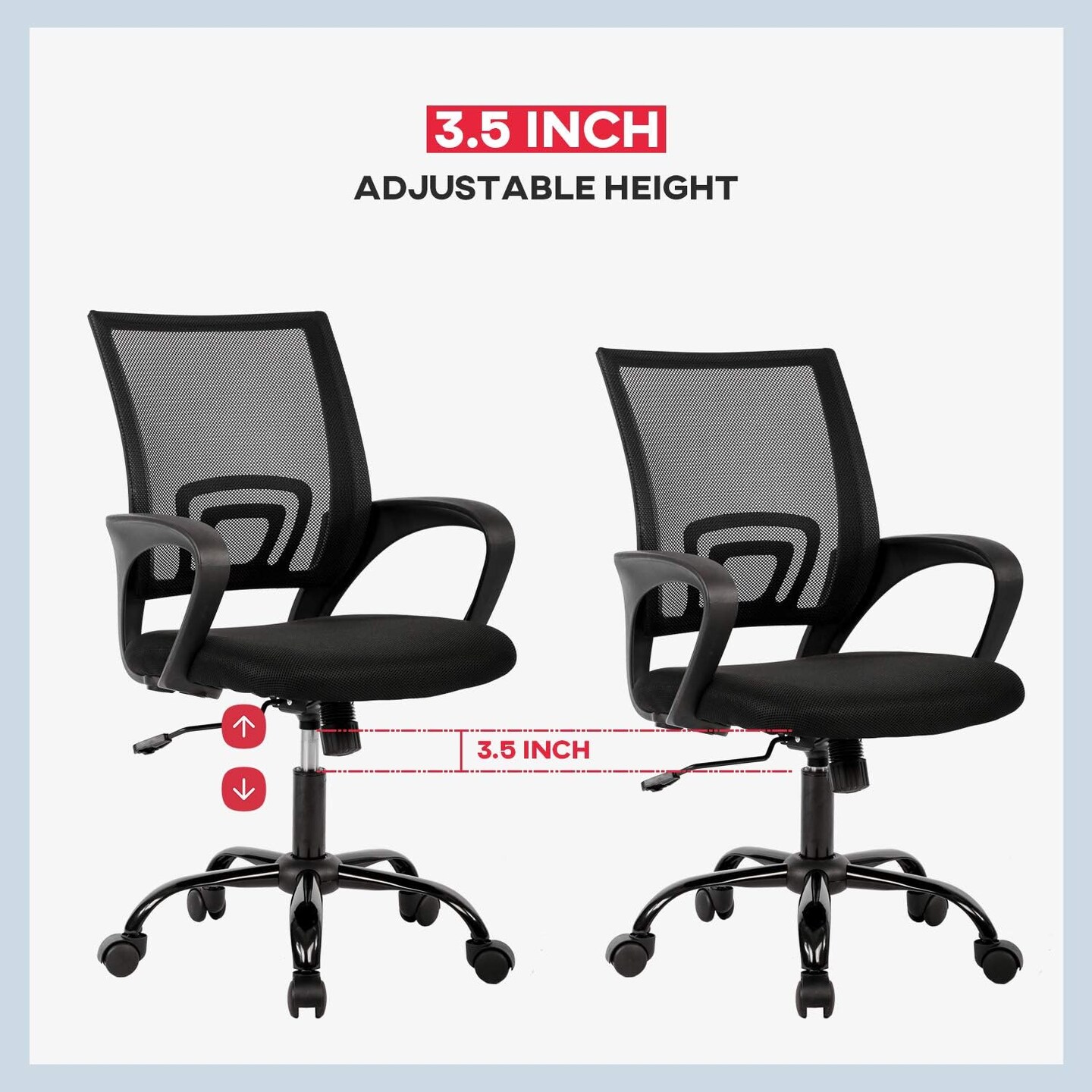 Office Chair Ergonomic Cheap Desk Chair Mesh Computer Chair Lumbar Support Modern Executive Adjustable Stool Rolling Swivel Chair for Back Pain (Black)