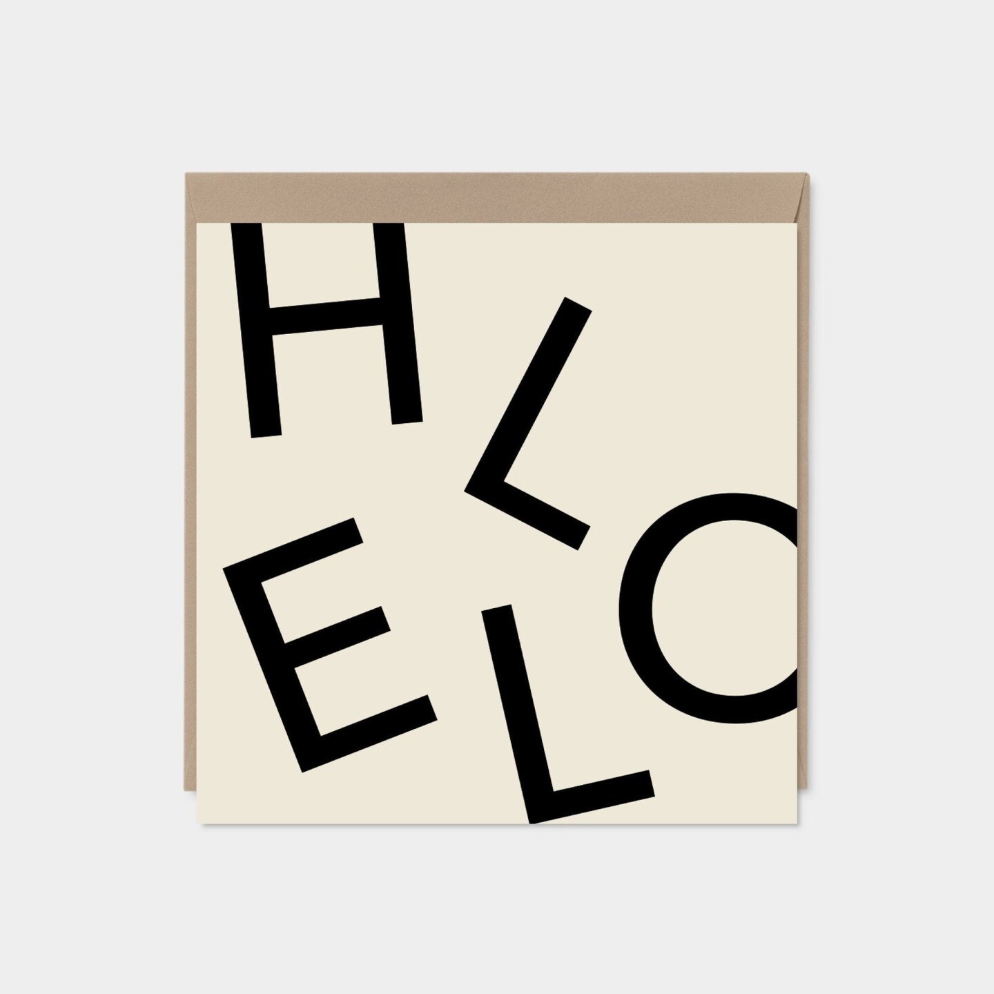 HELLO Square Greeting Card, Cream,