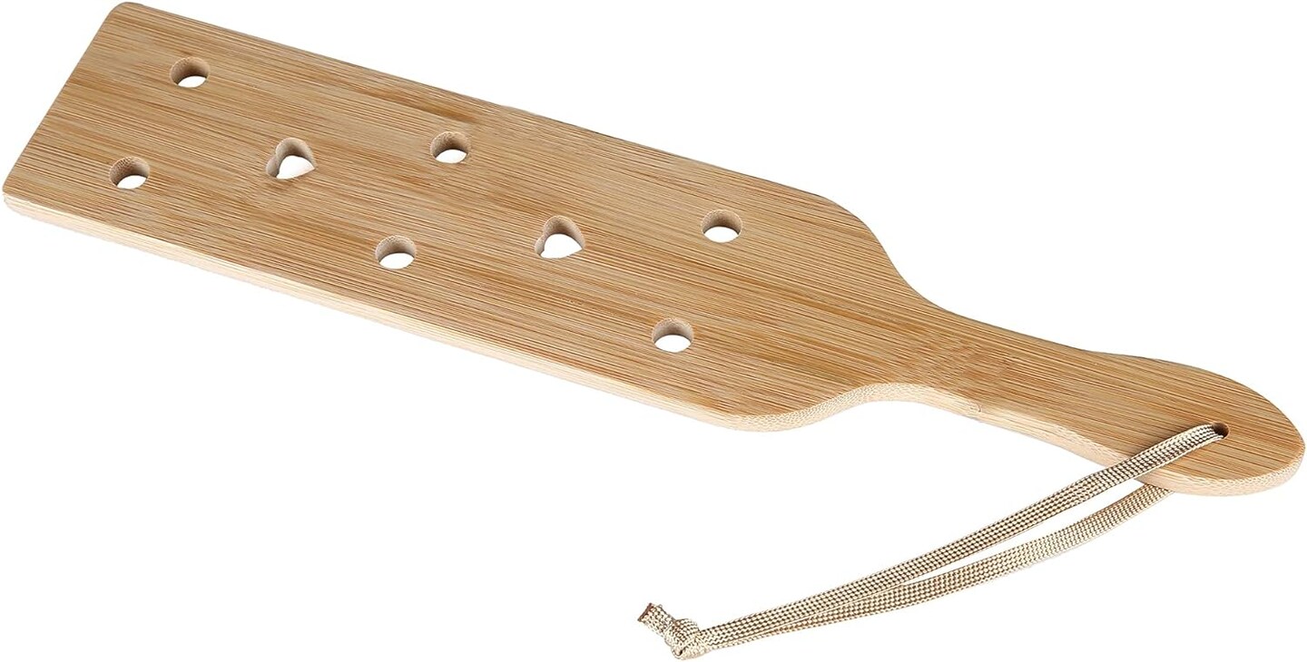 Bamboo Wood Paddle Lightweight Wooden Paddle with Airflow Holes, 13.3 Inch