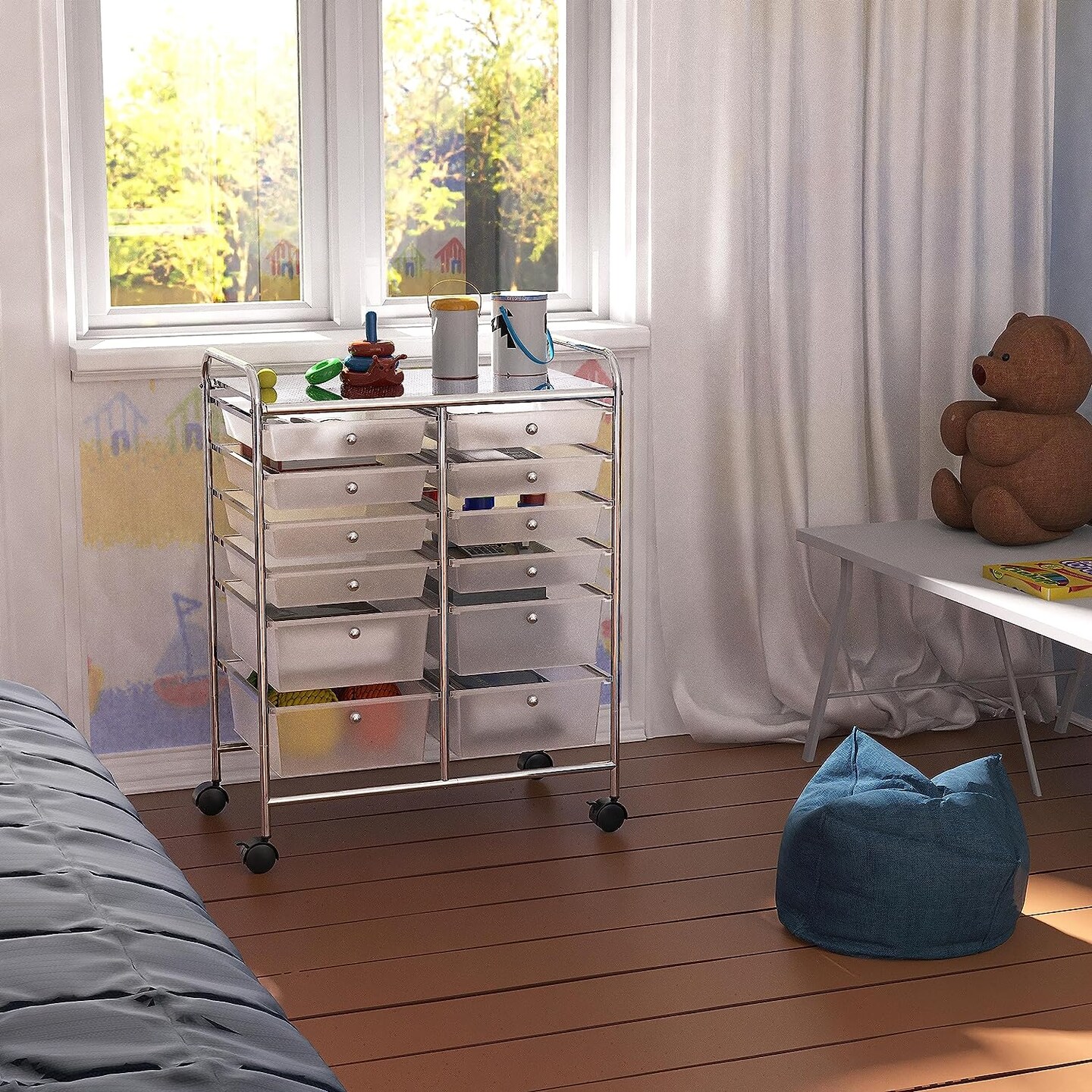 Utility Cart with 12 Drawers Rolling Storage Art Craft Organizer on Wheels