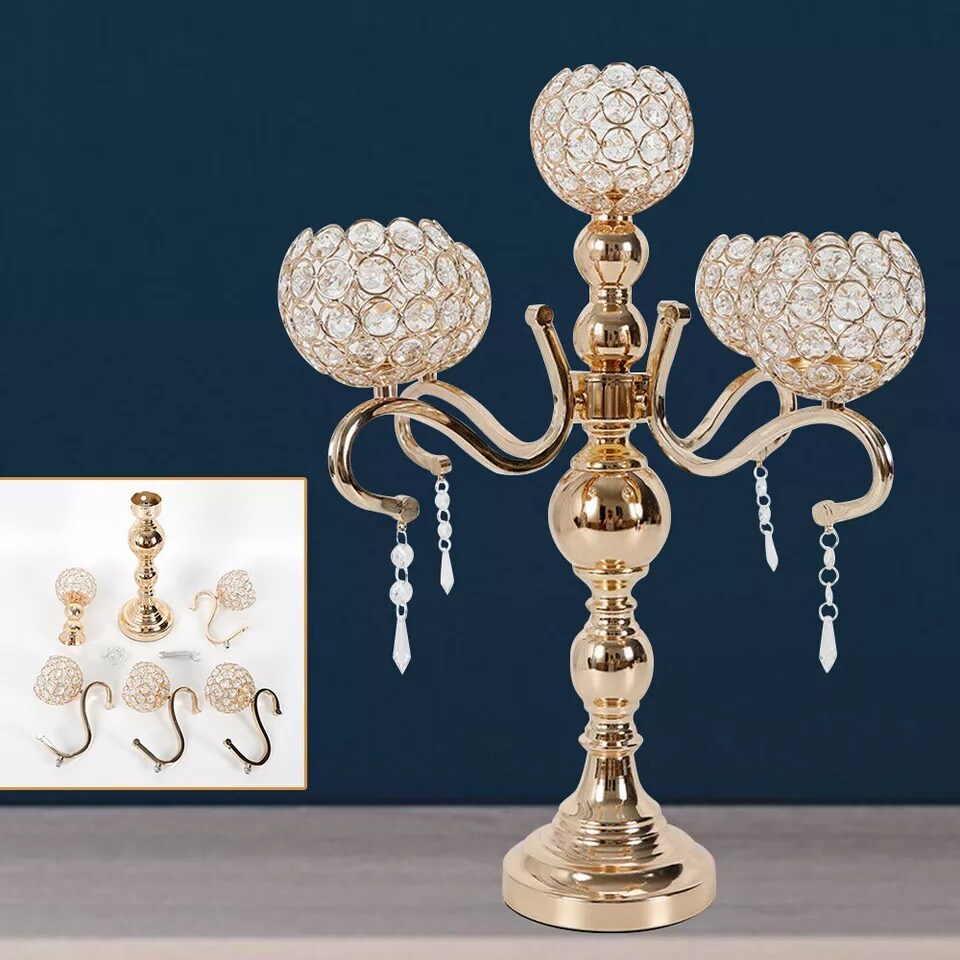 5-Arm Crystal Candelabra Wedding Candle Holder