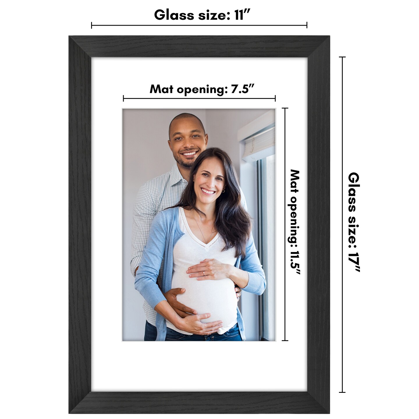 Americanflat Picture Frame with Wide Molding with Mat - Modern Wide Molding Photo Frame - Shatter Resistant Glass - Hanging Hardware - Includes Easel