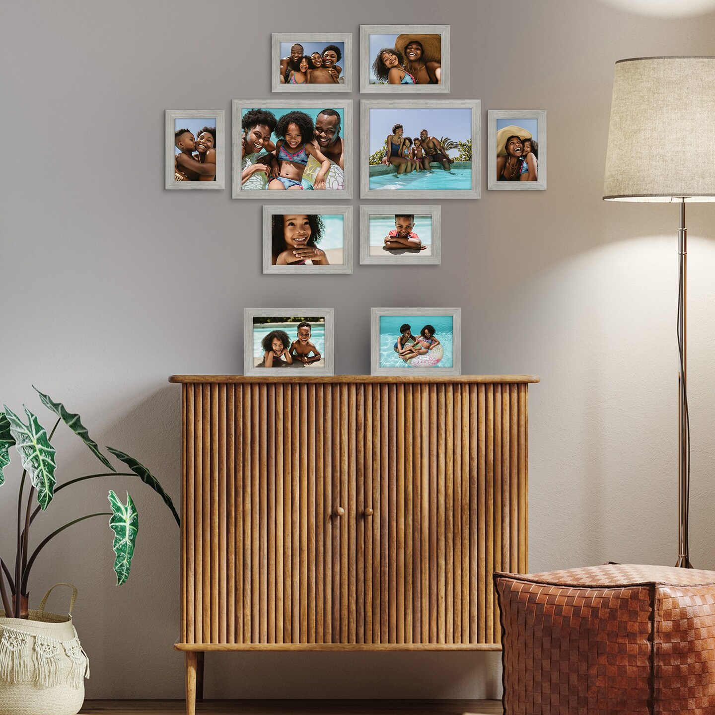 Americanflat Gallery Wall Picture Frames - Set of 10 - 8x10 (2), 5x7 (4), 4x6 (4) Picture Frame Set - Shatter Resistant Glass - Adjustable Hanging Hardware - Easel for Tabletop Display - Driftwood