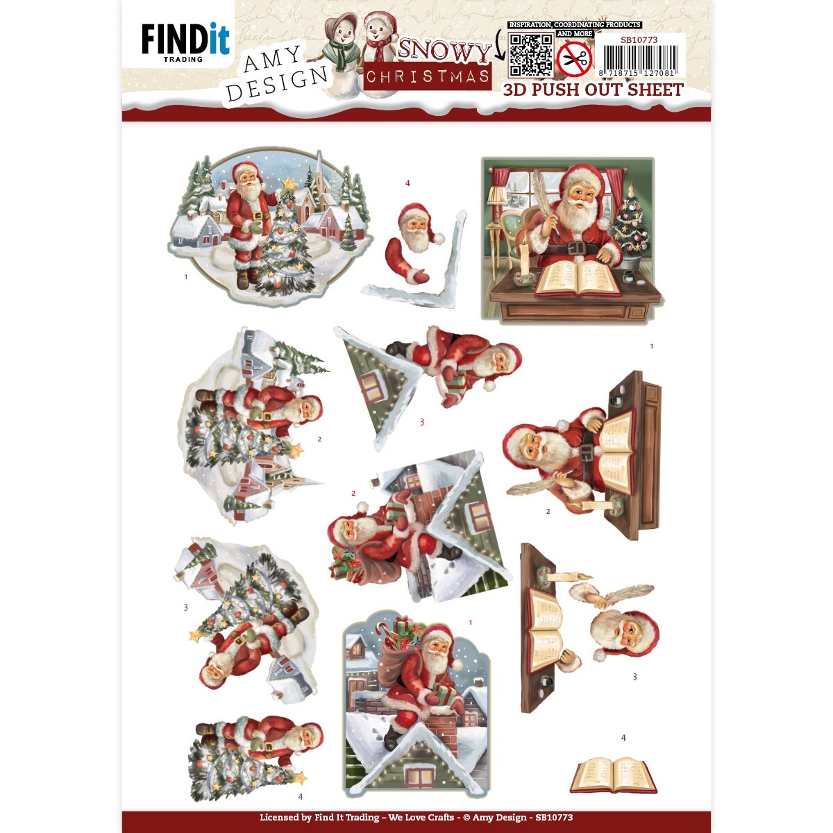 Find It Trading Amy Design 3D Punchout Sheet-Snowy Christmas - Snowy Santa
