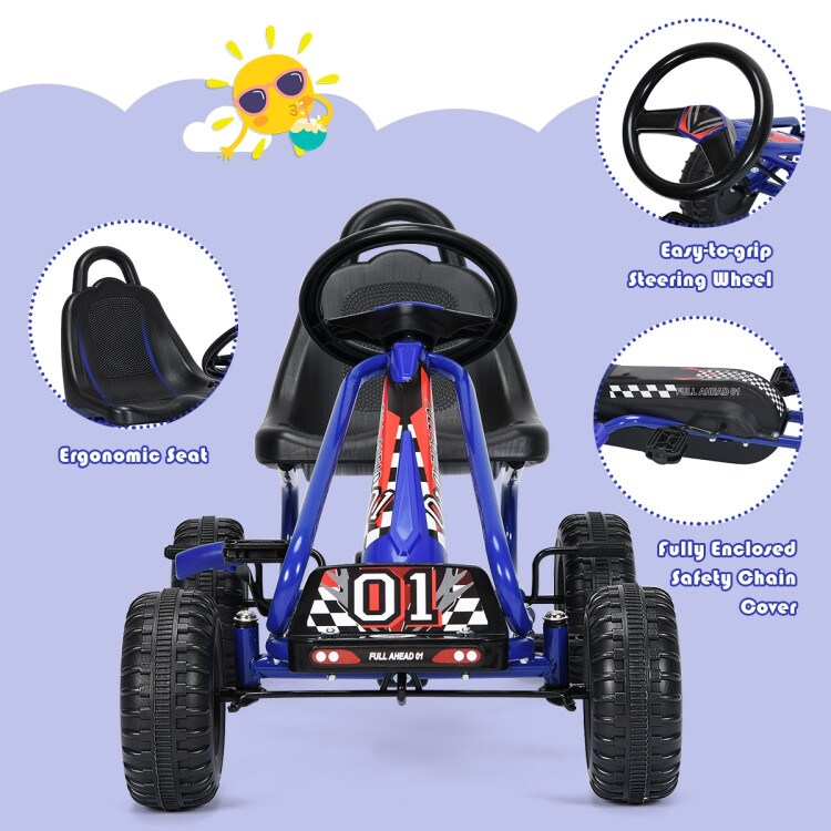 4 Wheel Pedal Powered Ride On with Adjustable Seat