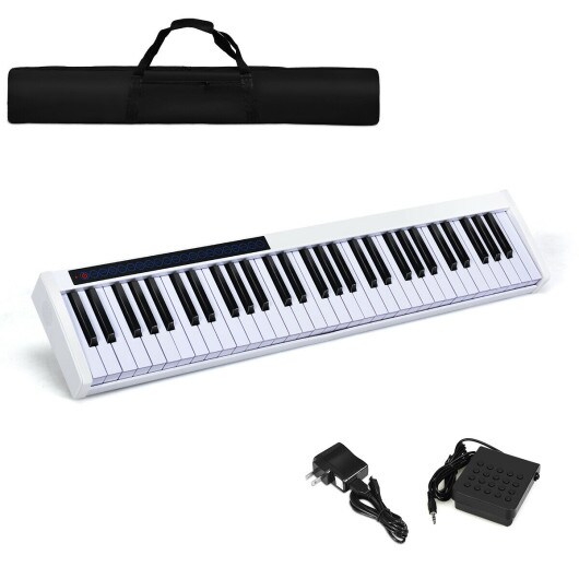 Portable Digital Stage Piano with Carrying Bag-White