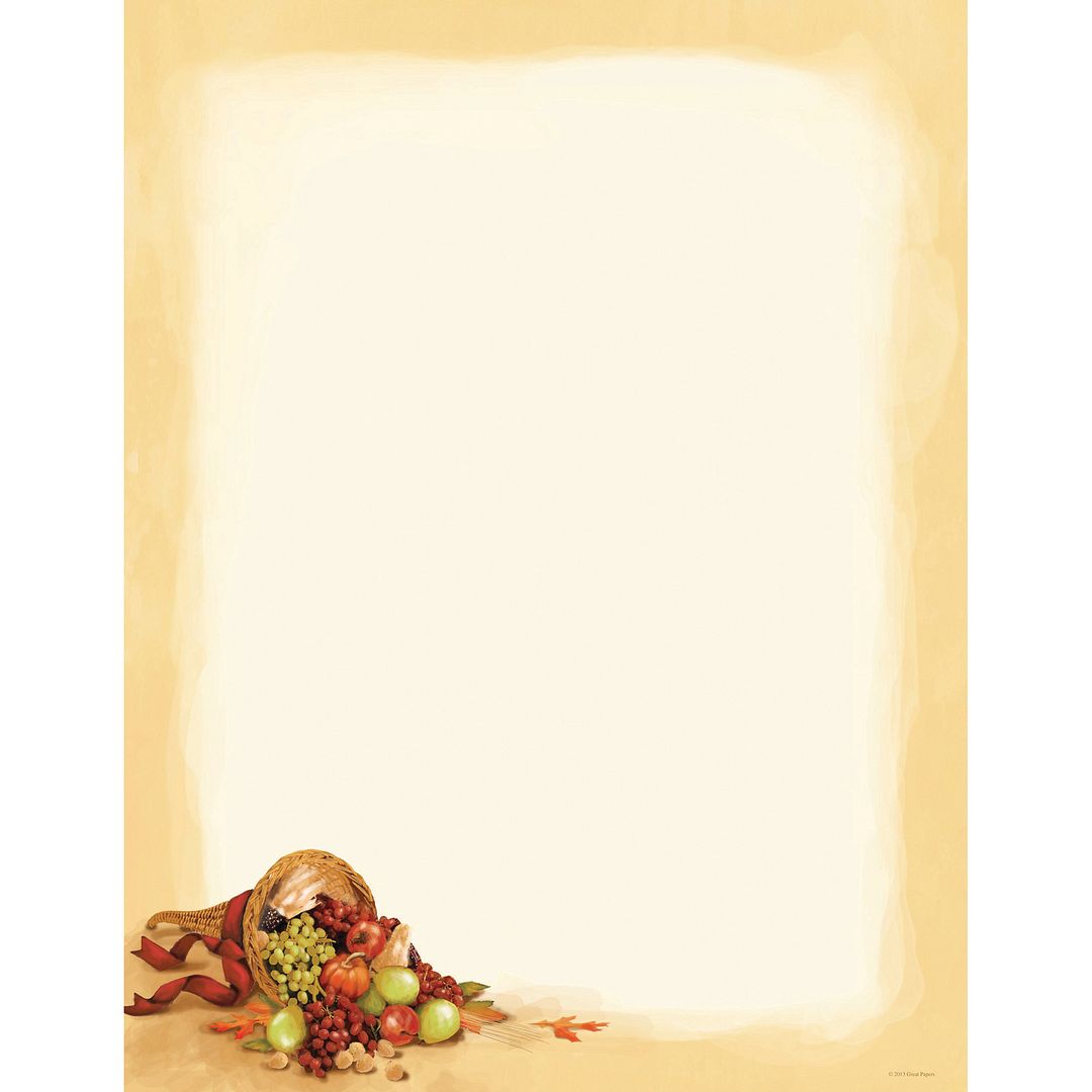 Great Papers! Cornucopia Fall Thanksgiving Stationery Letterhead, 8.5&#x22; x 11&#x22;, Inkjet and Laser Printer Compatible, 80 sheets