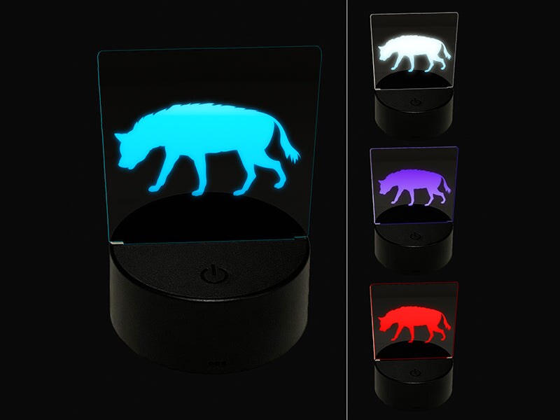 Hyena Solid 3D Illusion LED Night Light Sign Nightstand Desk Lamp