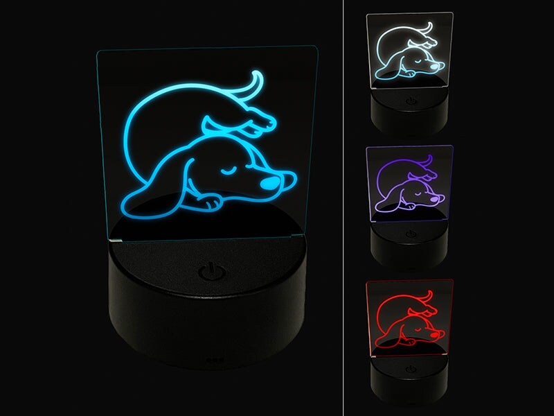 Dachshund Sleeping Wiener Dog 3D Illusion LED Night Light Sign Nightstand Desk Lamp