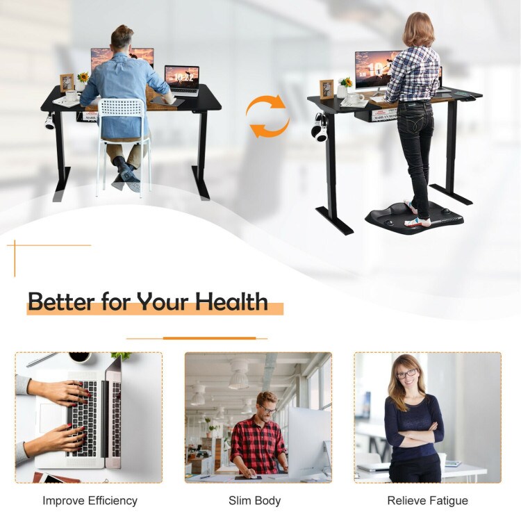 55 Inch x 28 Inch Electric Standing Desk with USB Port