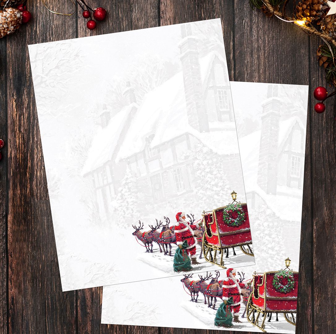 Great Papers! Santa&#x27;s Sleigh Holiday Stationery Letterhead, 8.5&#x22; x 11&#x22;, Inkjet and Laser Printer Compatible, 80 count