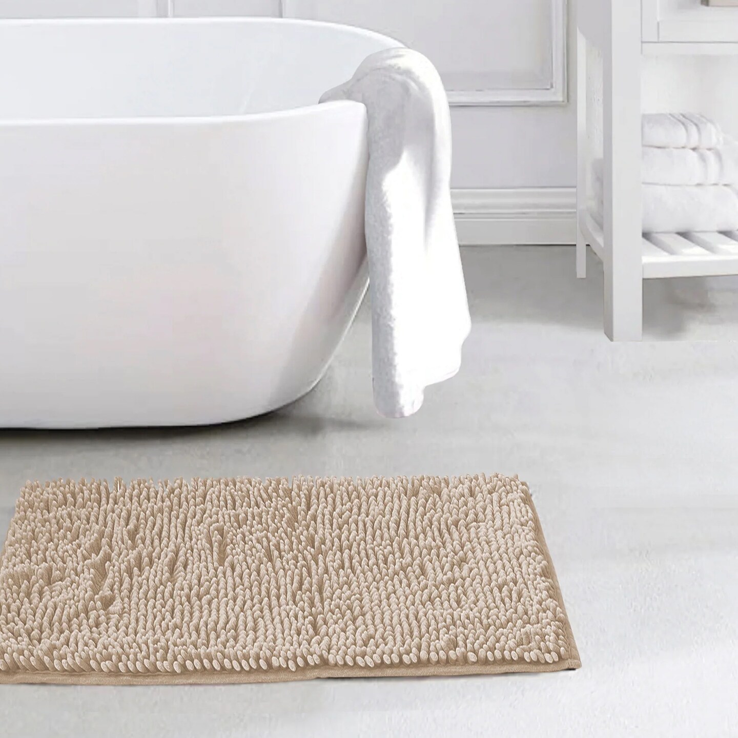 Toilet Rug Non Slip Shaggy Chenille Bath Shower Rugs Plush