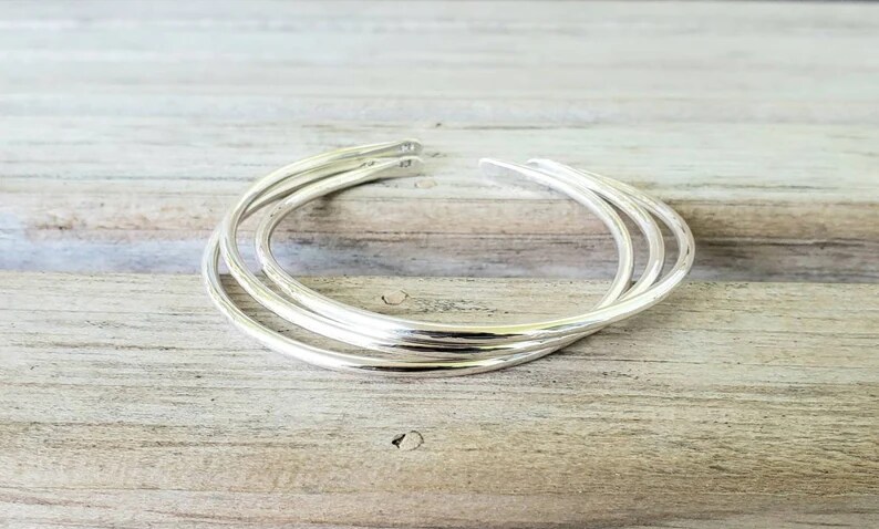 Sterling Bangle Bracelet, Solid Silver Bangle, Silver Bohemian Jewelry, Simple Silver Bracelet, Sparkly Silver Jewelry, Stacking shops Bangle