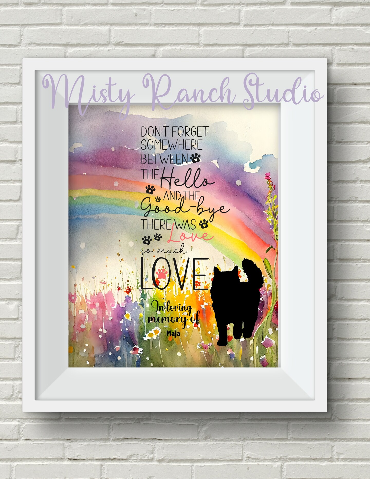 I'll Meet You At The Rainbow Bridge" Typographic Piece By Grace