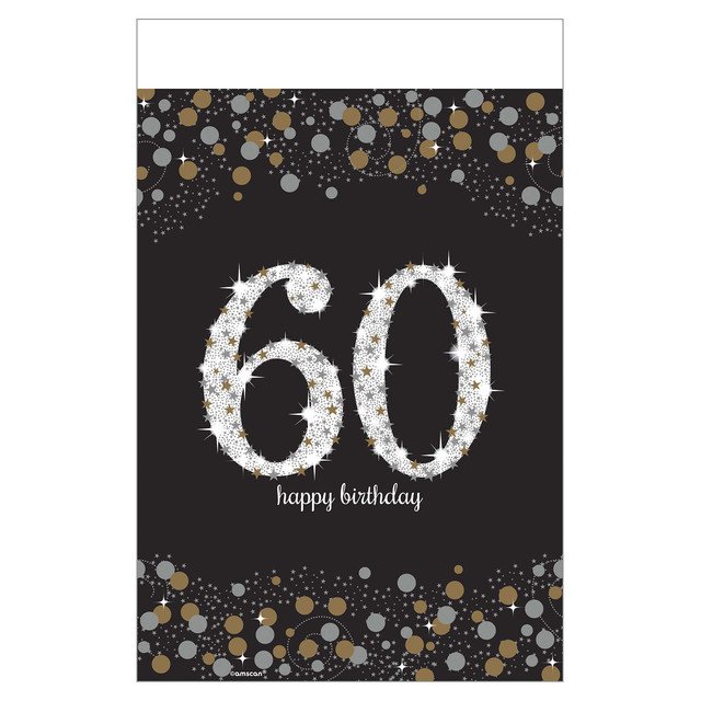 Sparkling Celebration 60th Birthday Plastic Table Cover - 54&#x22; x 102&#x22;