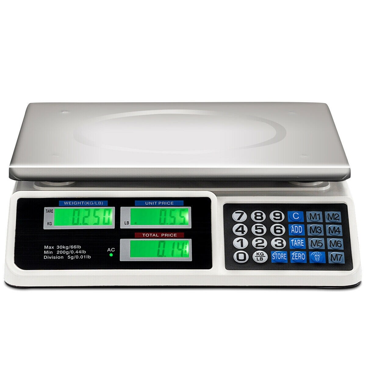 Silver ABS Digital Weight Food Count Scale with 3 Power Supply Modes