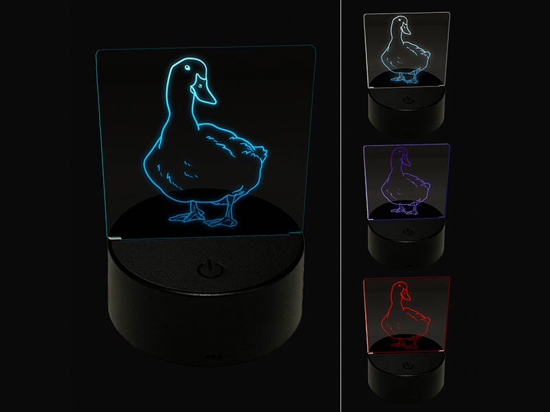 White Pekin Duck 3D Illusion LED Night Light Sign Nightstand Desk Lamp