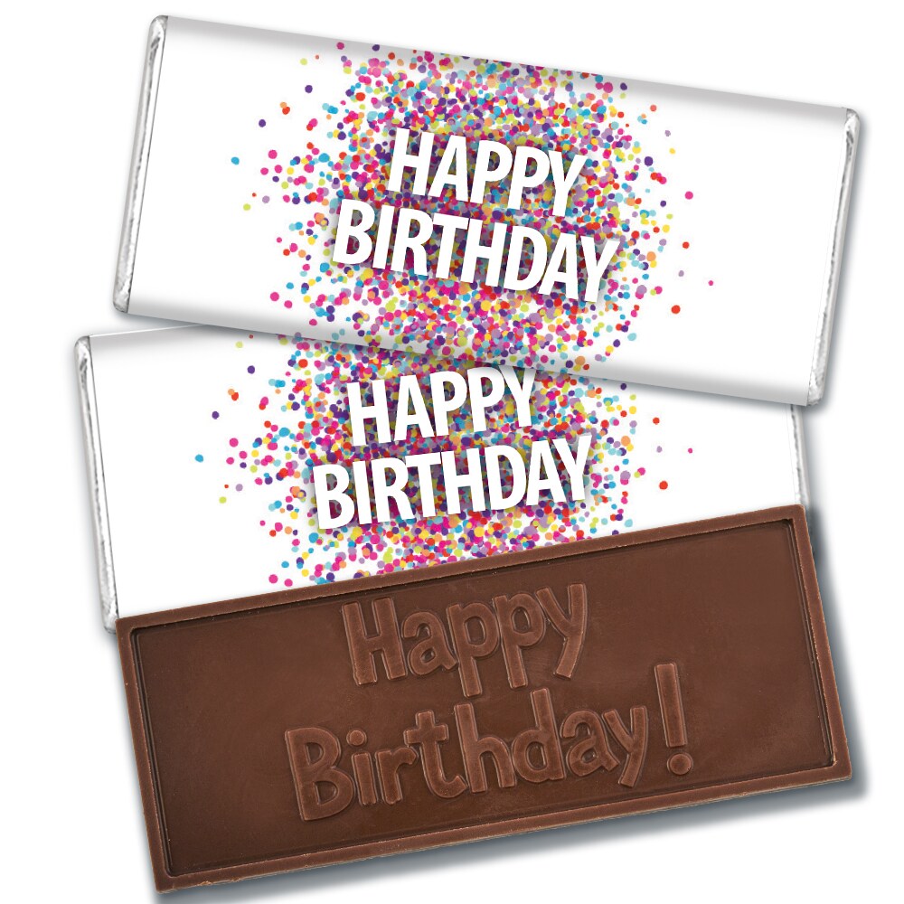 Happy Birthday Candy Party Favors Embossed Belgian Chocolate Bars