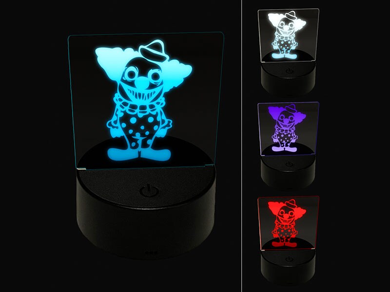 Creepy Spooky Little Grinning Clown Horror 3D Illusion LED Night Light Sign Nightstand Desk Lamp