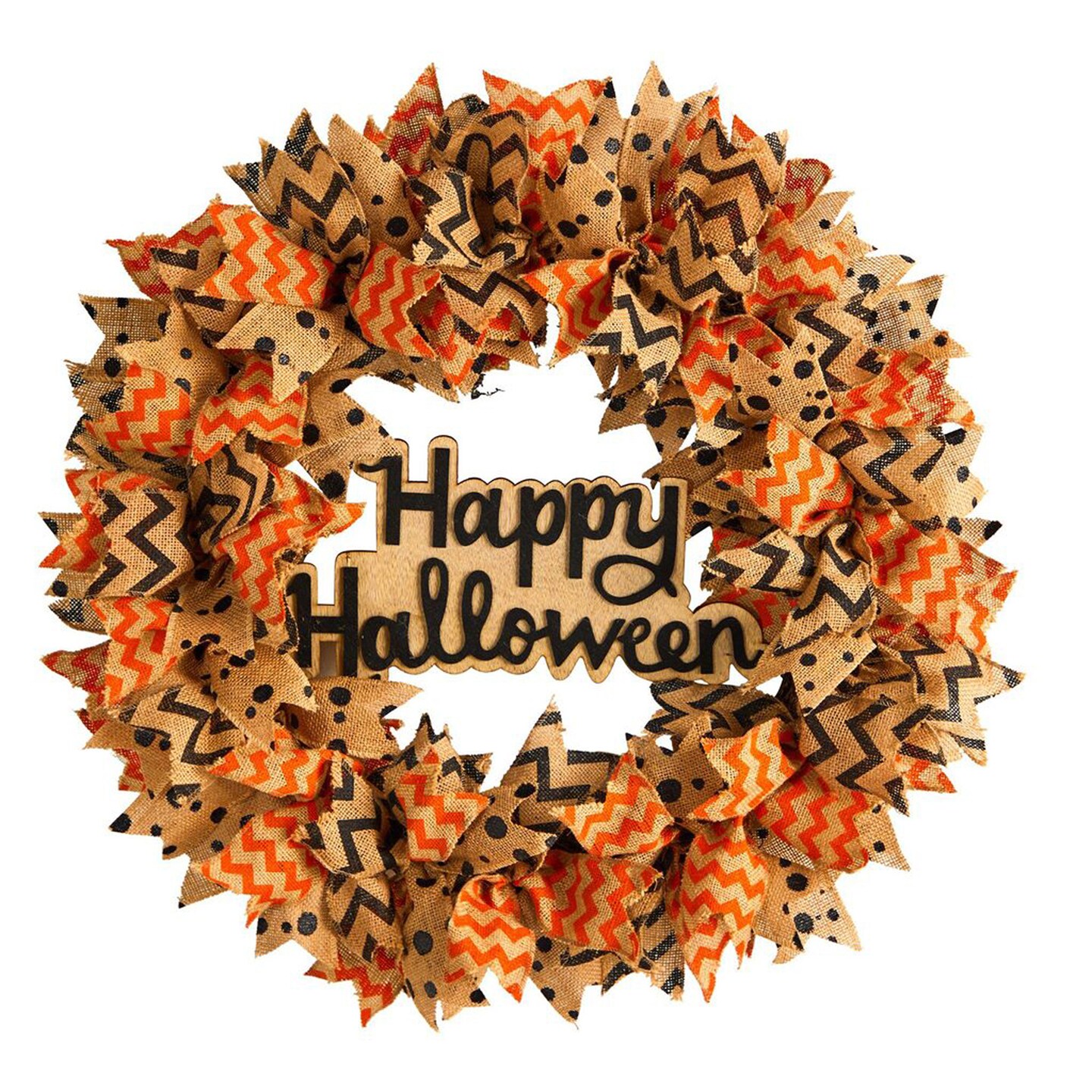 Nearly Natural 30&#x22;D Halloween Party Decorative Burlap Ribbon Wreath