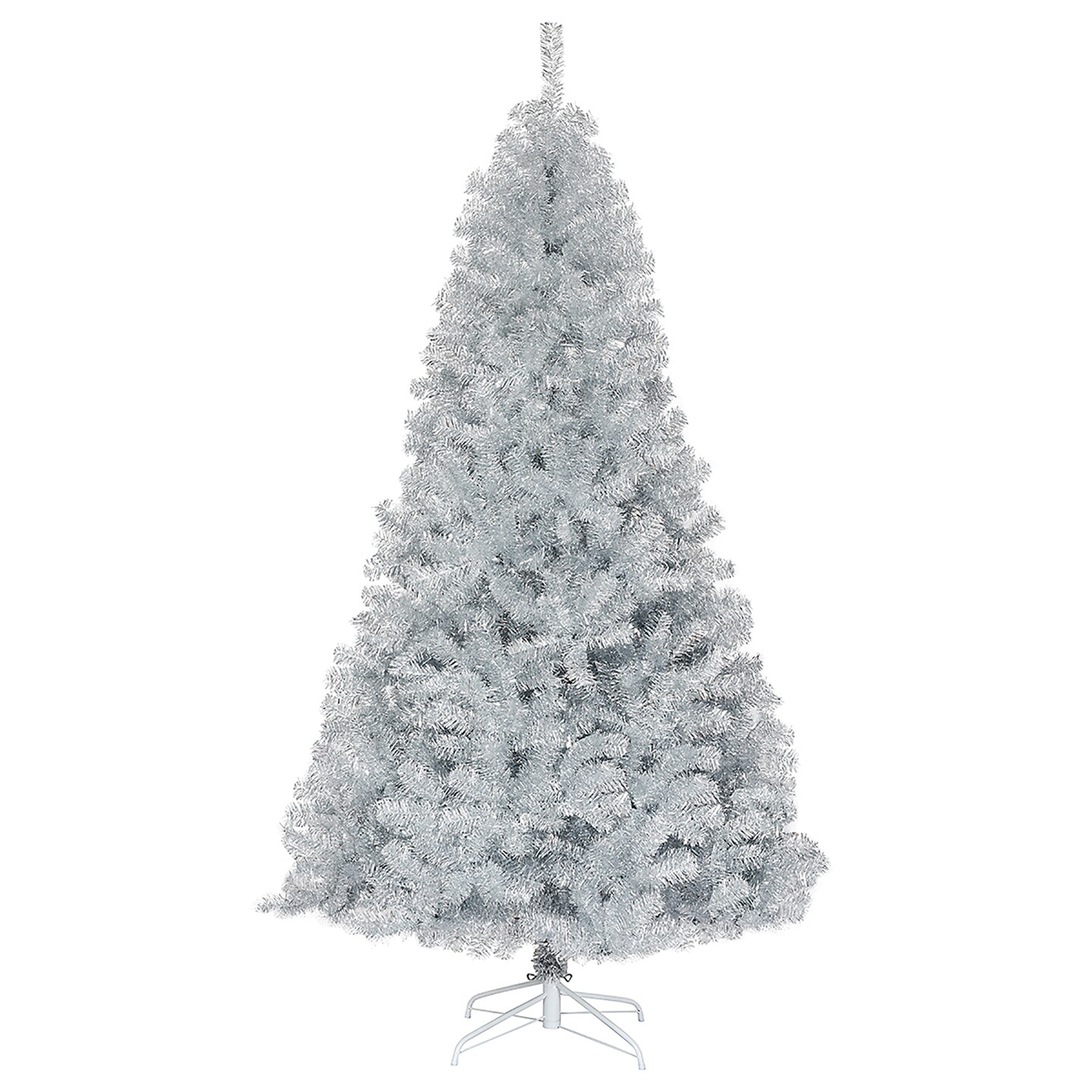 Costway 7.5Ft Hinged Unlit Artificial Tinsel Christmas Tree Holiday,Silver ,Gold