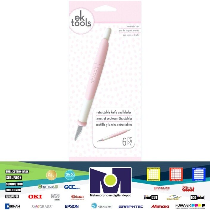 EKT Retractable Knife Pink with set of 6 blades 54000020 By American Crafts