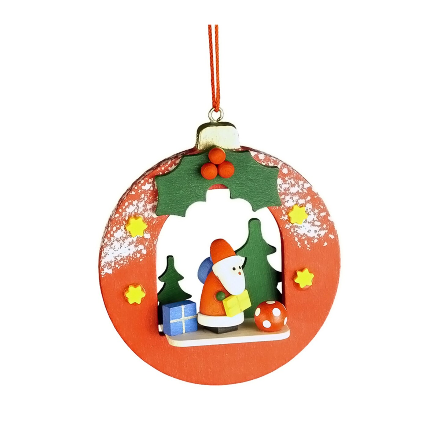 Alexander Taron Holiday Seasonal Decorative Christian Ulbricht Ornament - Santa in Xmas Ball - 3&#x22;Hx2.75&#x22;Wx1D&#x22;