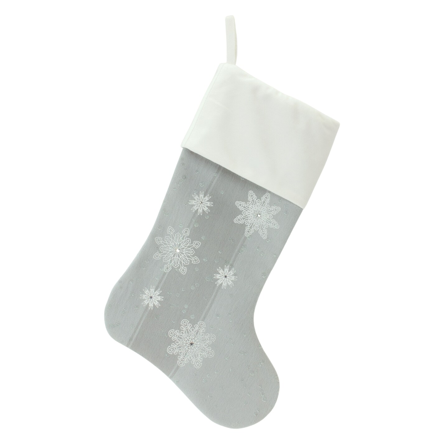 Melrose Set of 3 Gray and White Snowflake Christmas Stockings 18.25&#x22;