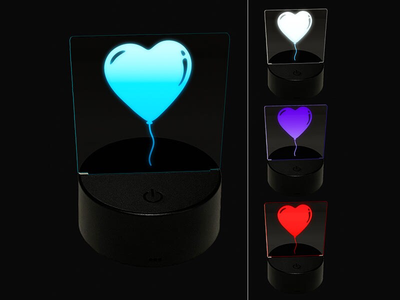 Heart Balloon Valentine&#x27;s Day 3D Illusion LED Night Light Sign Nightstand Desk Lamp