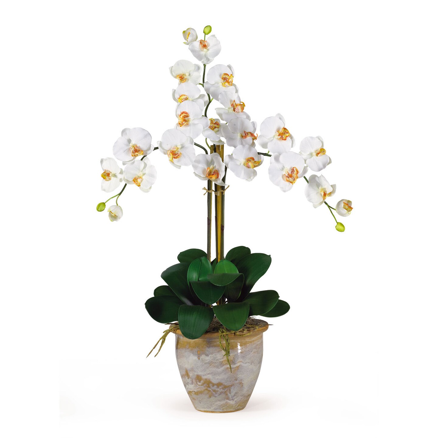 Nearly Natural Home Seasonal Decorative Triple Stem Phalaenopsis Silk Orchid Arrangement