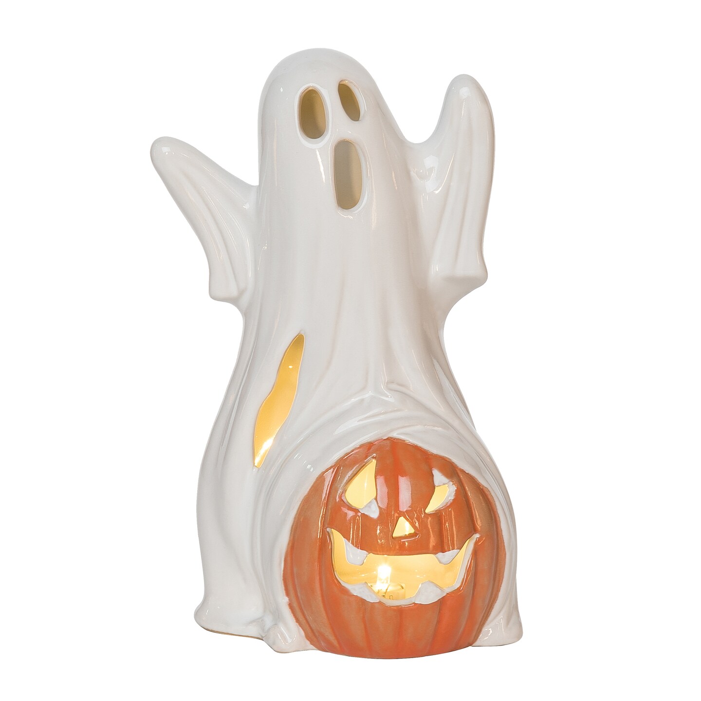 Ghost with Jack-O-Lantern Halloween Figurine