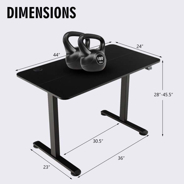 45.5 Inch Electric Height Adjustable Standing Desk with 2-Button Controller and Metal Frame