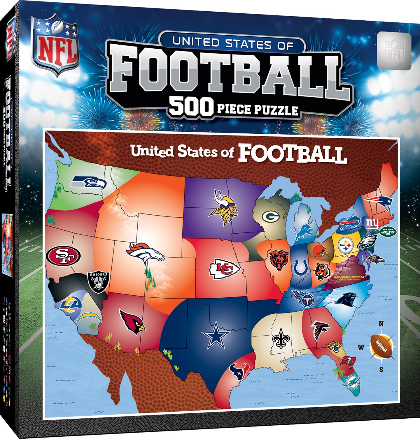 : MasterPieces Sports Puzzle - All Teams 500 Piece Jigsaw Puzzle  for Adults - NFL League Map Puzzle - 24x18 : Sports & Outdoors