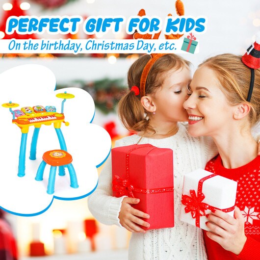 24-Key Piano Keyboard DJ Drum Combination with Microphone Ideal for Educational Musical Toy for Kids