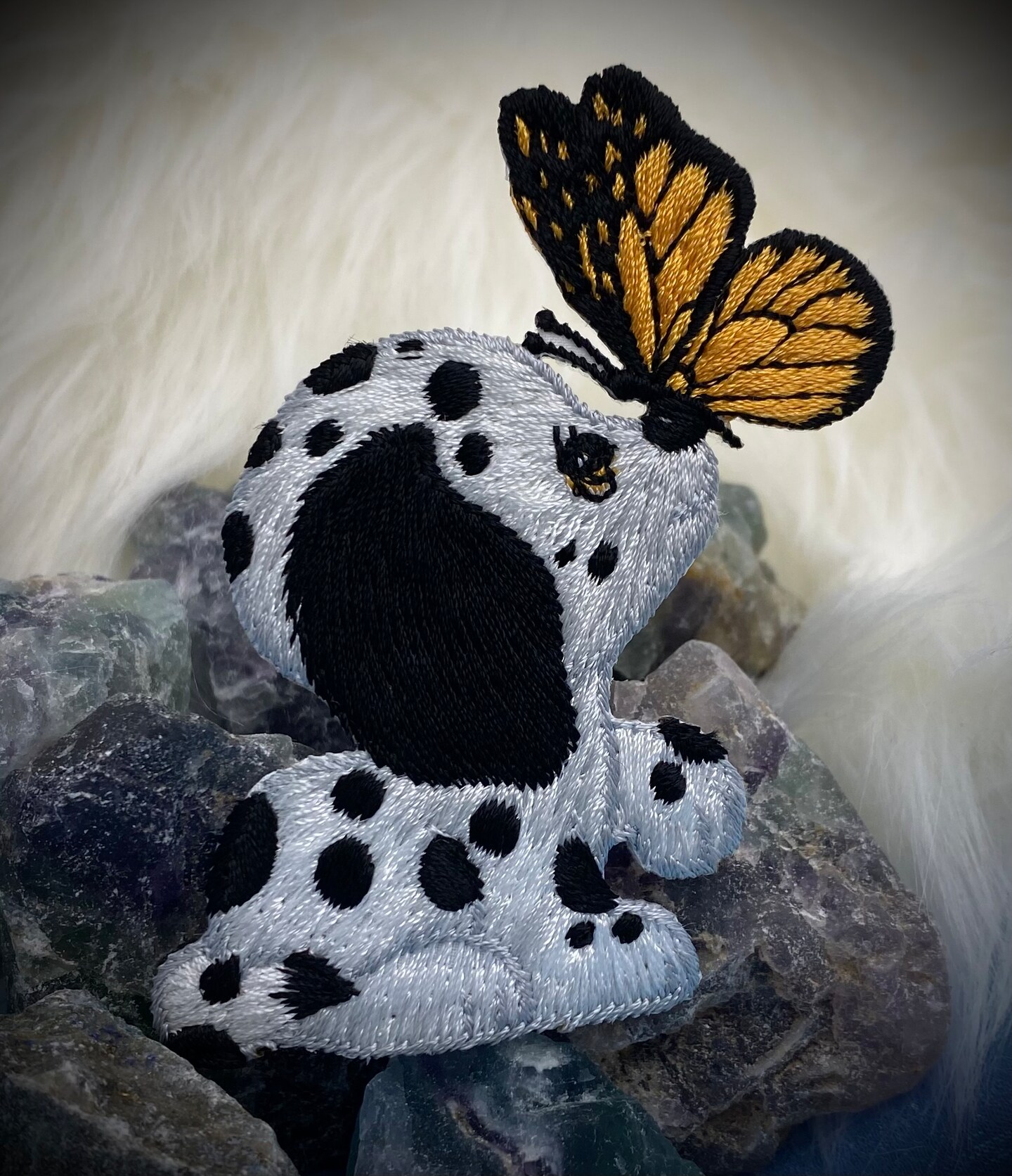 Dalmatian Dog with Butterfly, Pets, Embroidered, Iron on Patch