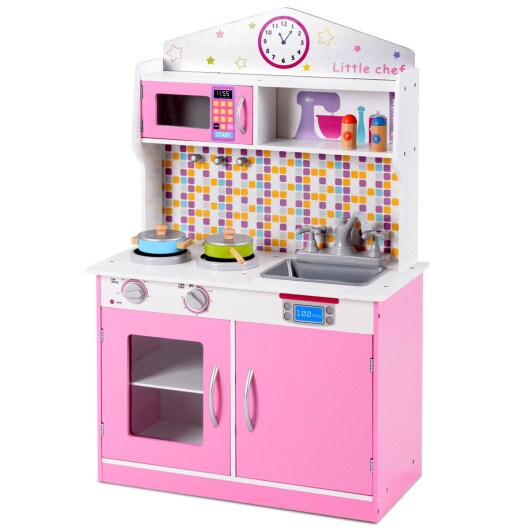Kids Wooden Pretend Kitchen Cooking Playset Ideal Gift for Birthdays or Any Special Occasion