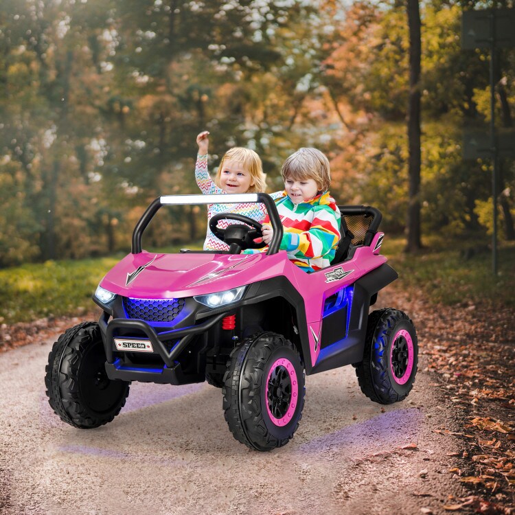 2-Seater Electric UTV Ride On Car with Safety Belt, Remote Control and Media Center