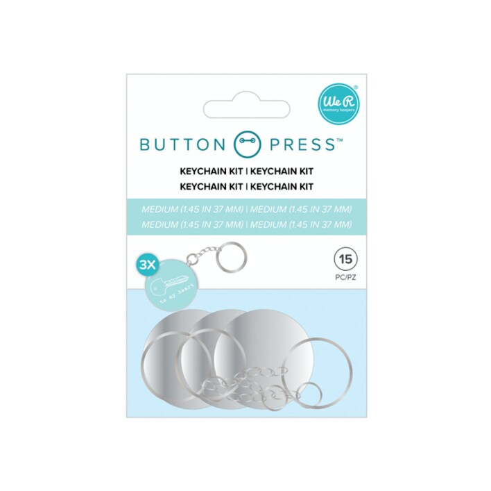 We R Memory Keepers Button Press Backer Key-chain-Kit Makes 3 (15 pieces) 661074 by American Crafts