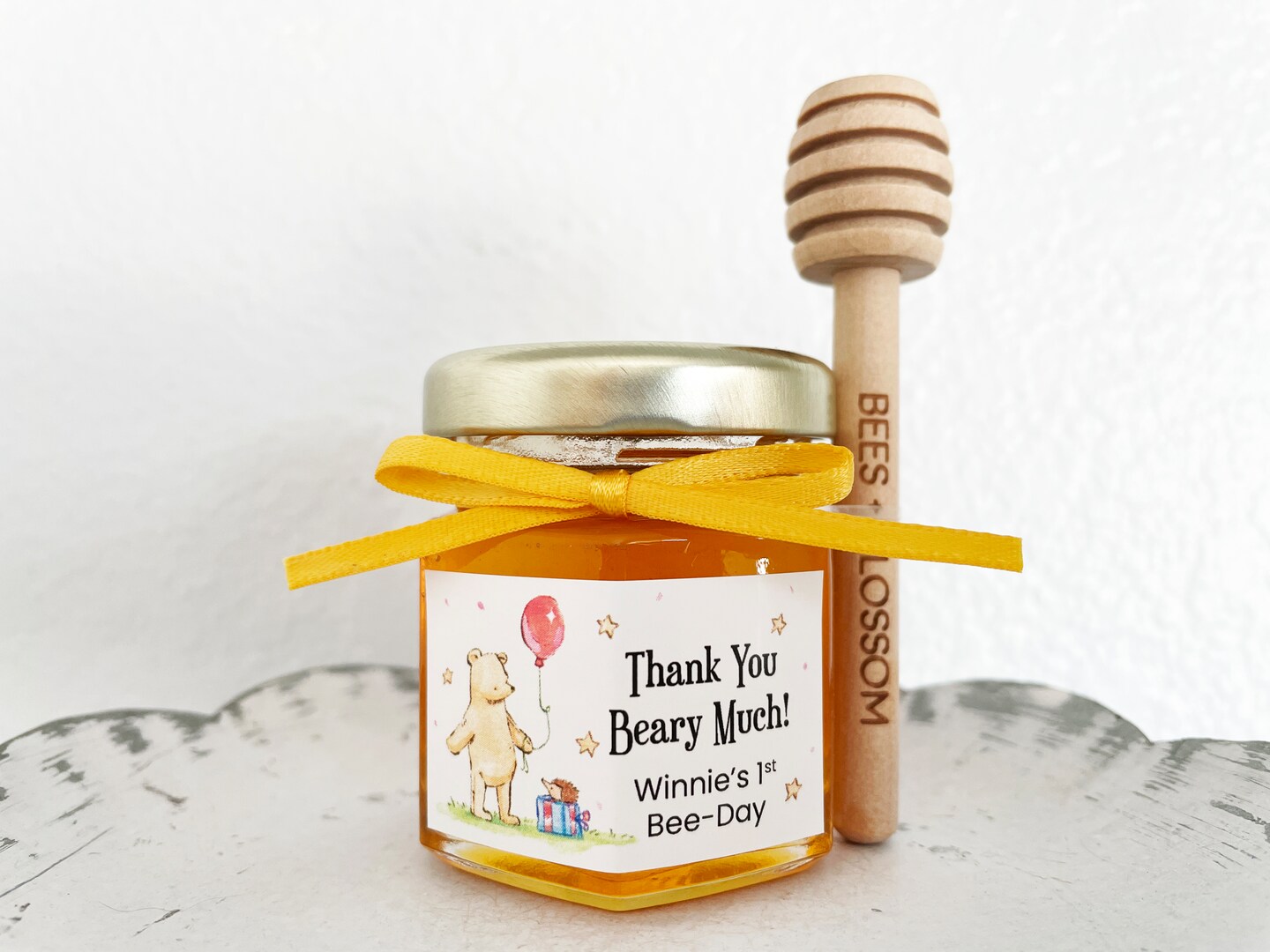 2oz Custom Winnie the Pooh Honey Jar Favors Honey Wedding Favors