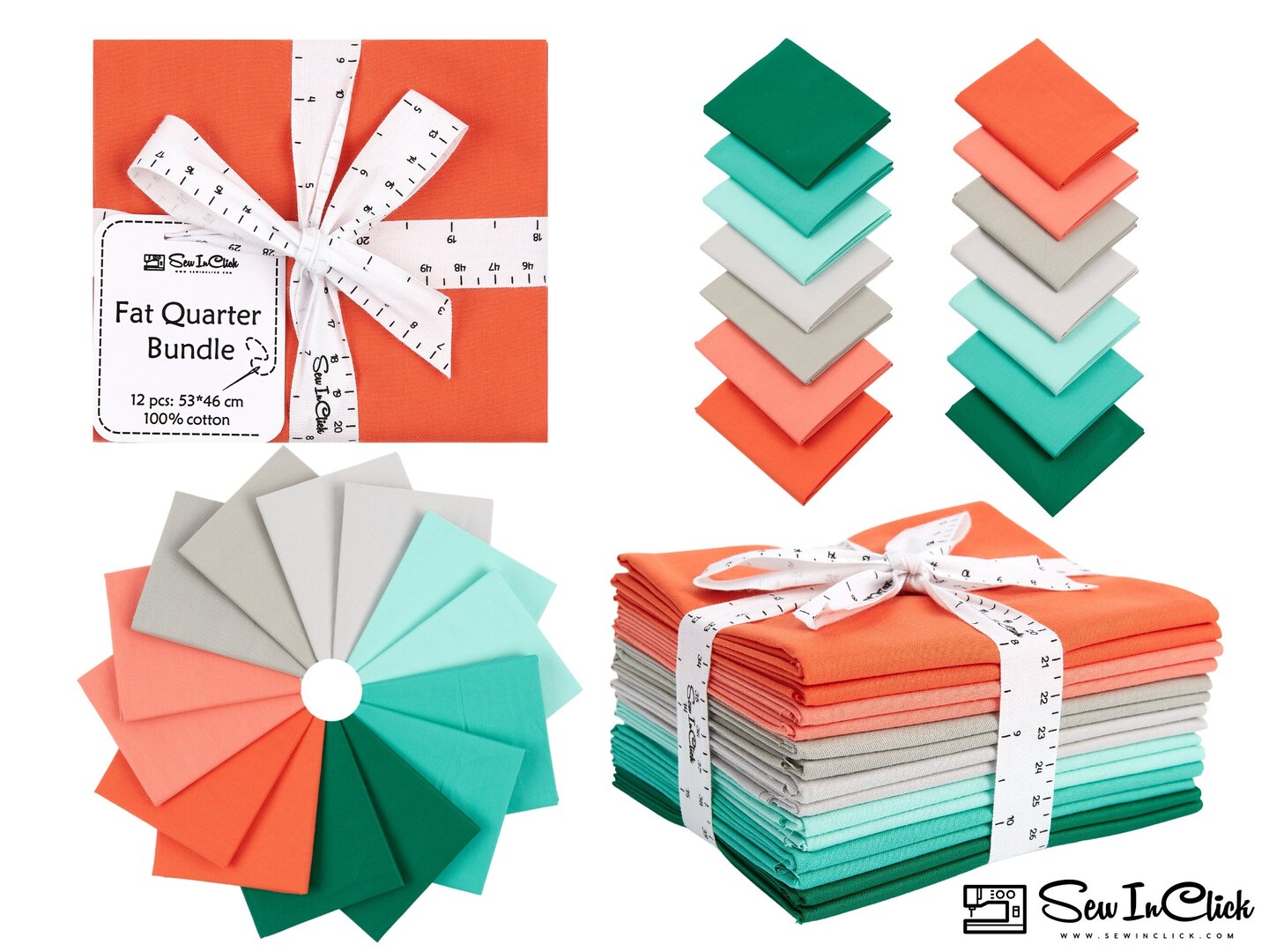 Christmas Fat Quarter Bundle -100% Cotton | Pure Solids | Pine Xmas l Mix Christmas Colors | Quilting & Crafting Soft Fabric | Special Gift