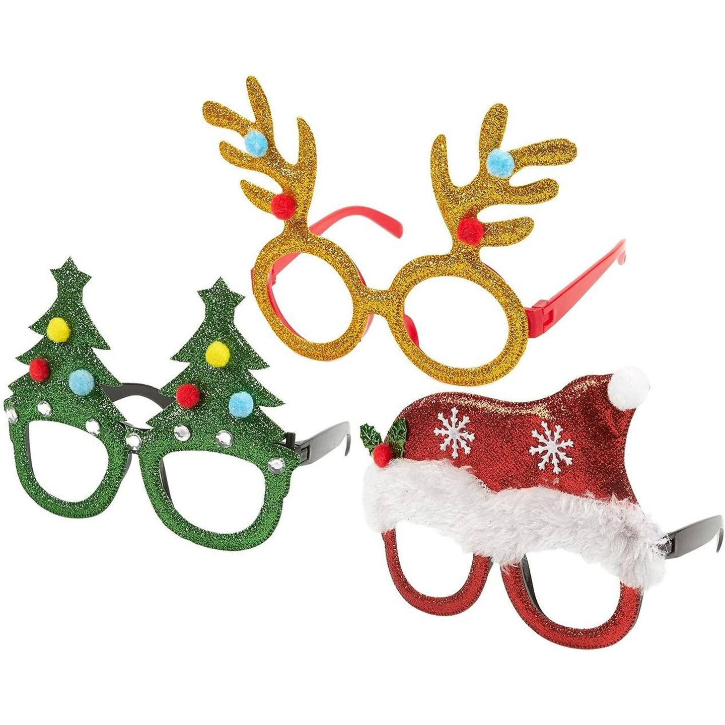 Novelty store santa glasses