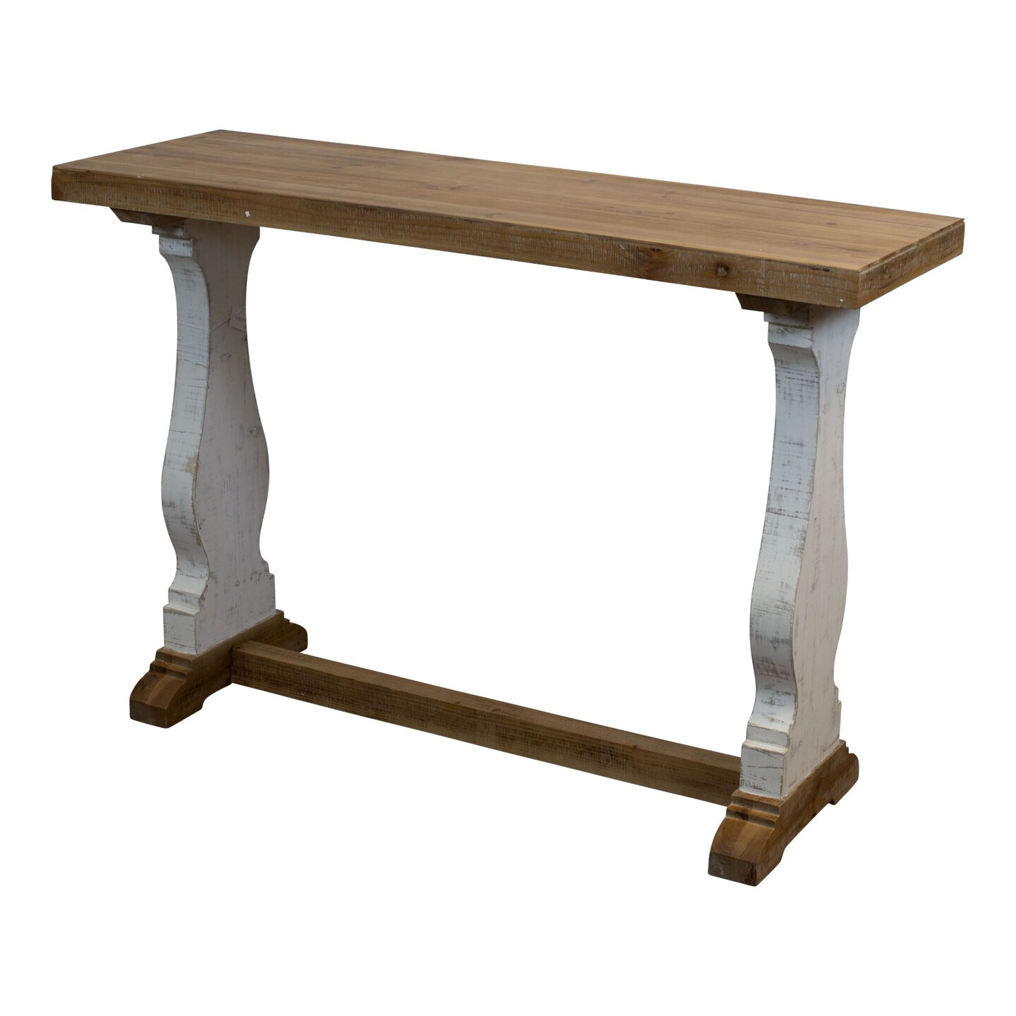 Creative Design 47.75&#x22; Brown and White Distressed Wood Rectangular Table