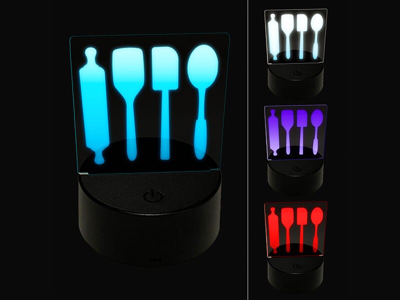 Kitchen Utensils Baking Cooking 3D Illusion LED Night Light Sign