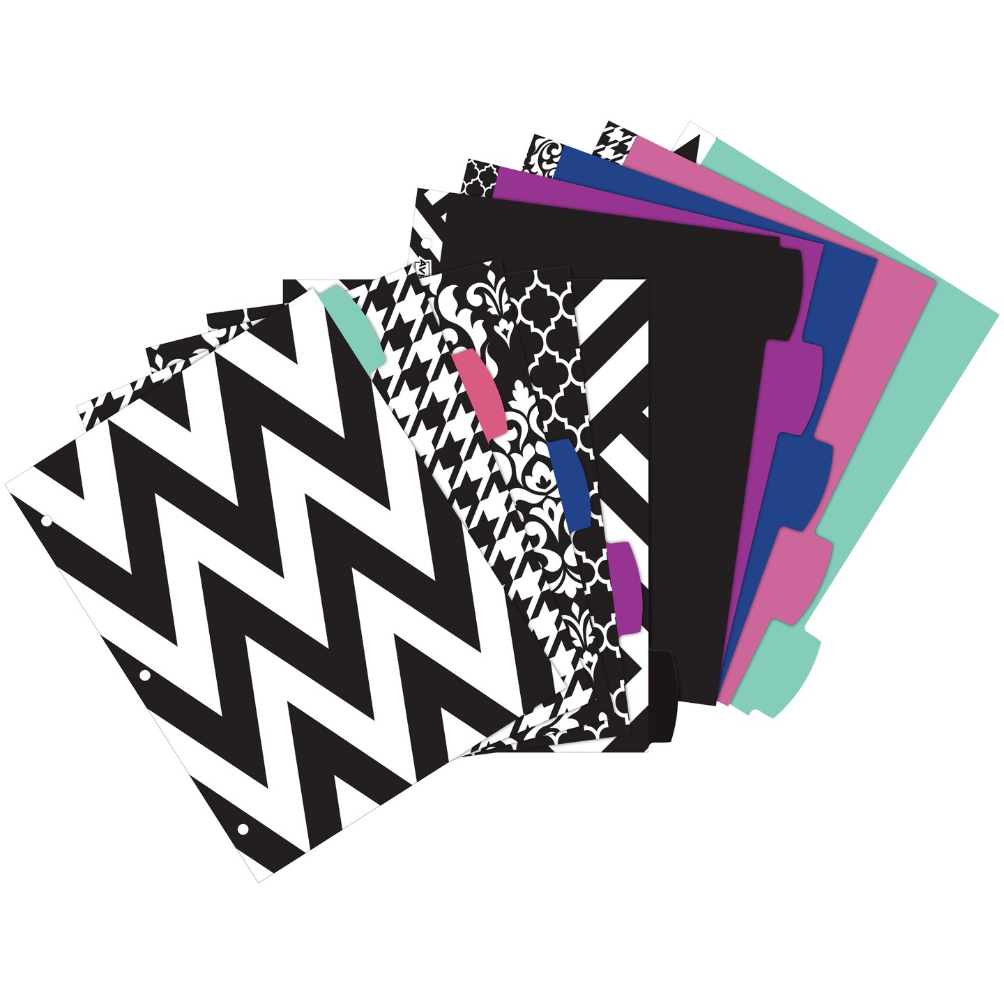 Avery Reversible Fashion Big Tab Dividers for 3 Ring Binder, Assorted Designs, 5 Tab Set, 3 Packs, 3 Sets Total (24914)