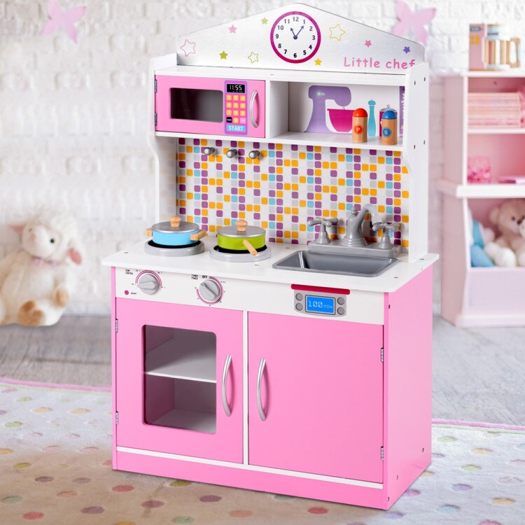 Kids Wooden Pretend Kitchen Cooking Playset Ideal Gift for Birthdays or Any Special Occasion