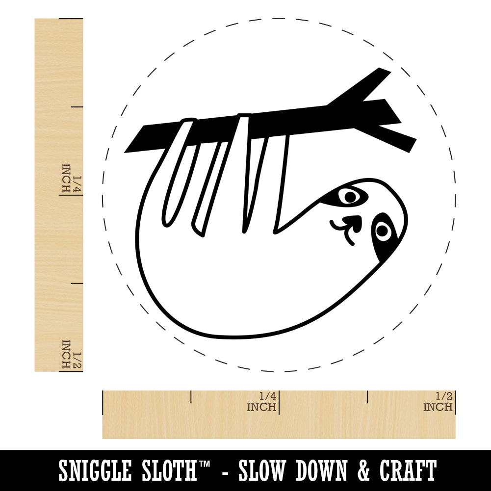 Sweet Sloth Hanging from Tree Self-Inking Rubber Stamp for Stamping Crafting Planners