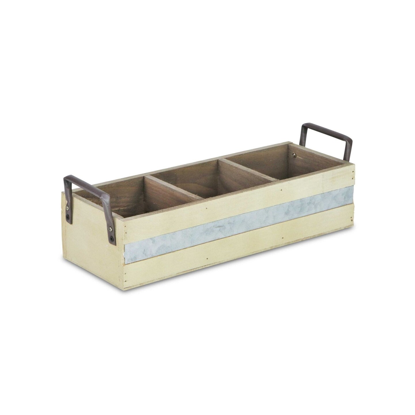Contemporary Home Living 13.25&#x22; Rustic White Handmade Storage Caddy